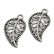 Metal charm Leaf Antique silver